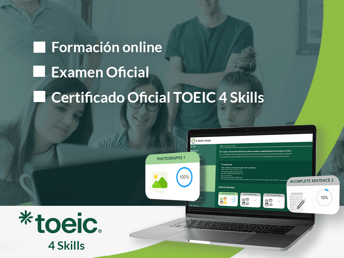 Pack exclusivo: 3 meses de Formación online + Certificación oficial TOEIC 4Skills