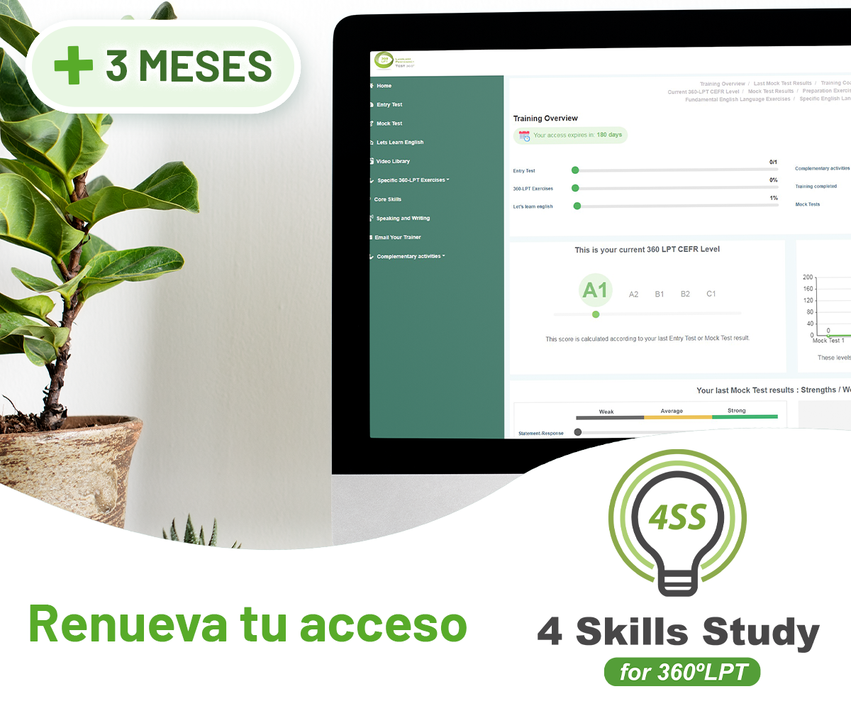 Renueva tu acceso 4skills Study for 360ºLPT - Descuento exclusivo para usuarios.
